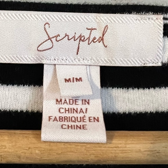Scripted Women's Shirt Top Black White Stripes Medium - Picture 5 of 5